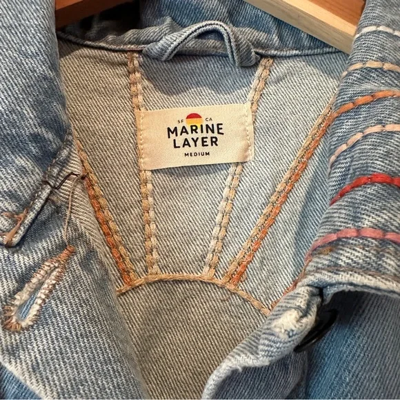 Marine Layer Embroidered Denim Jacket with Sunburst Design Size M - Picture 7 of 12